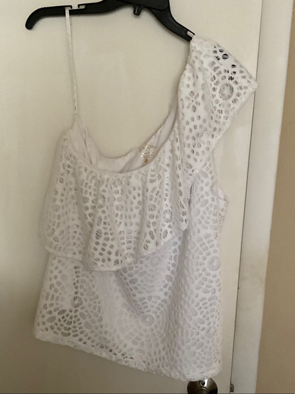 Lilly Pulitzer White Eyelet One-Shoulder Ruffle Camisole